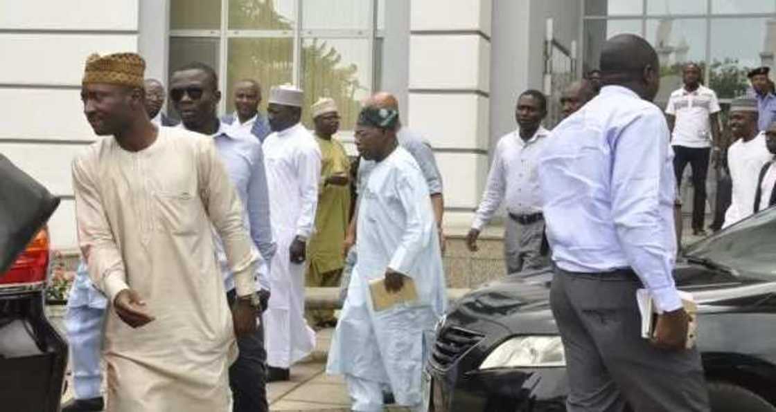 Obasanjo storms PDP convention committee inauguration venue Obasanjo storms PDP convention committee inauguration venue