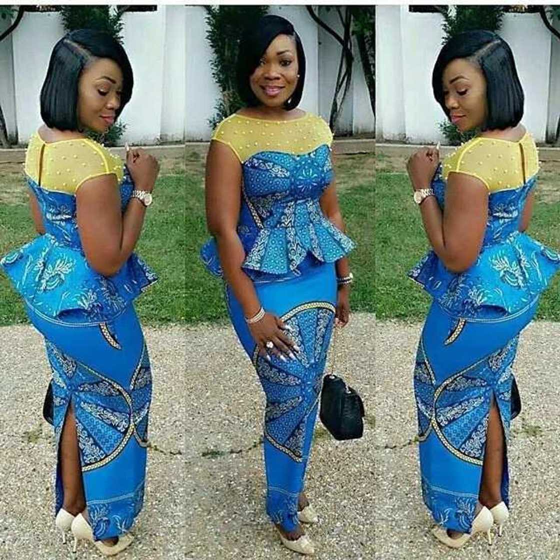 Beaded Ankara blue style