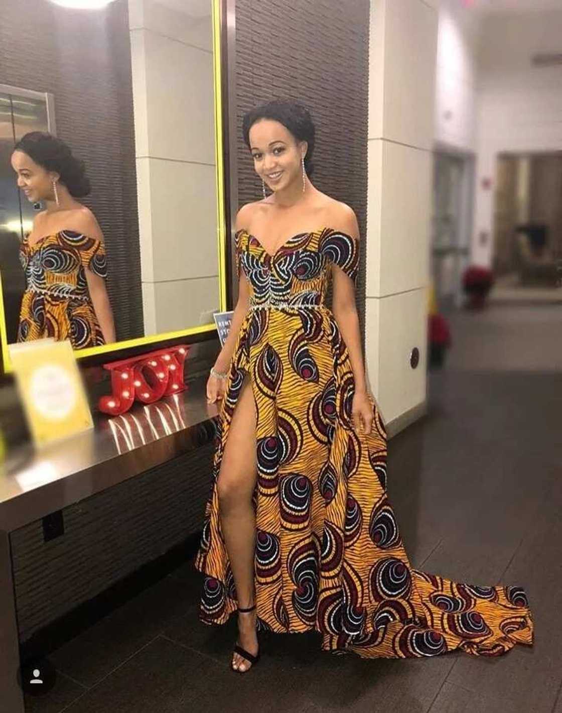 Beaded Ankara flared dress with beaded belt