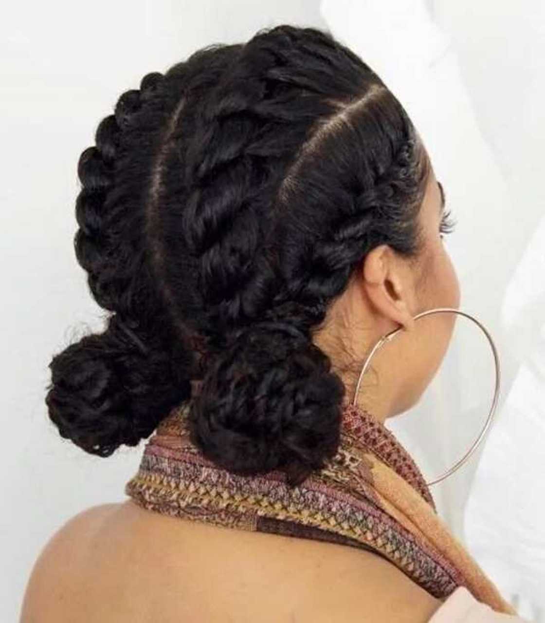 Jumbo twist updo with buns