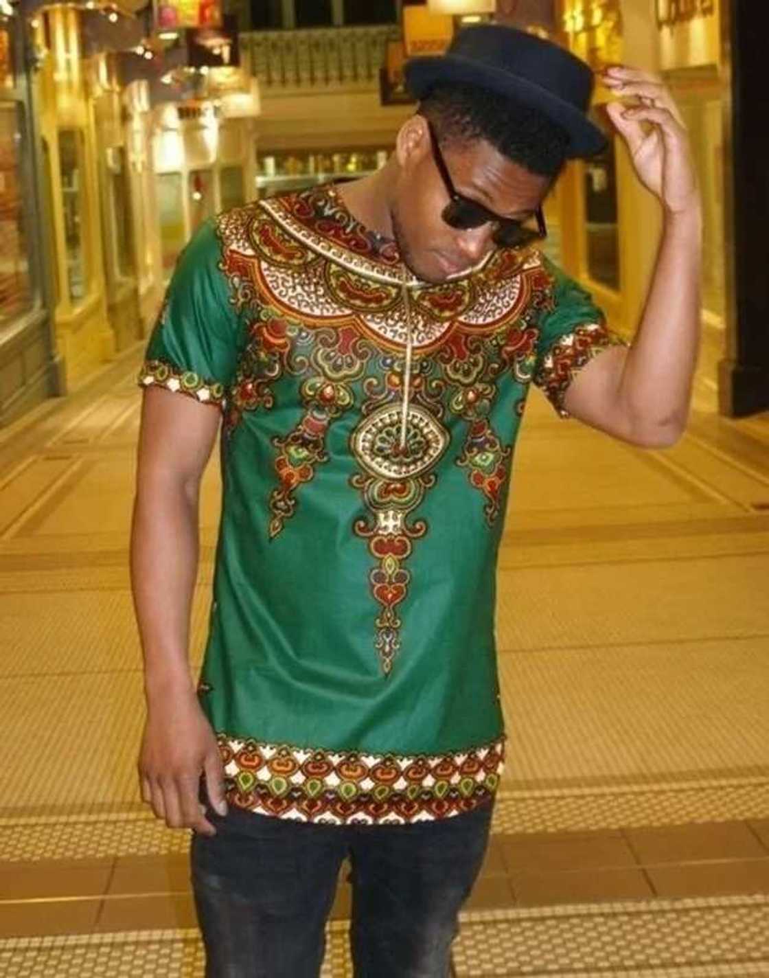 Green dashiki tunic