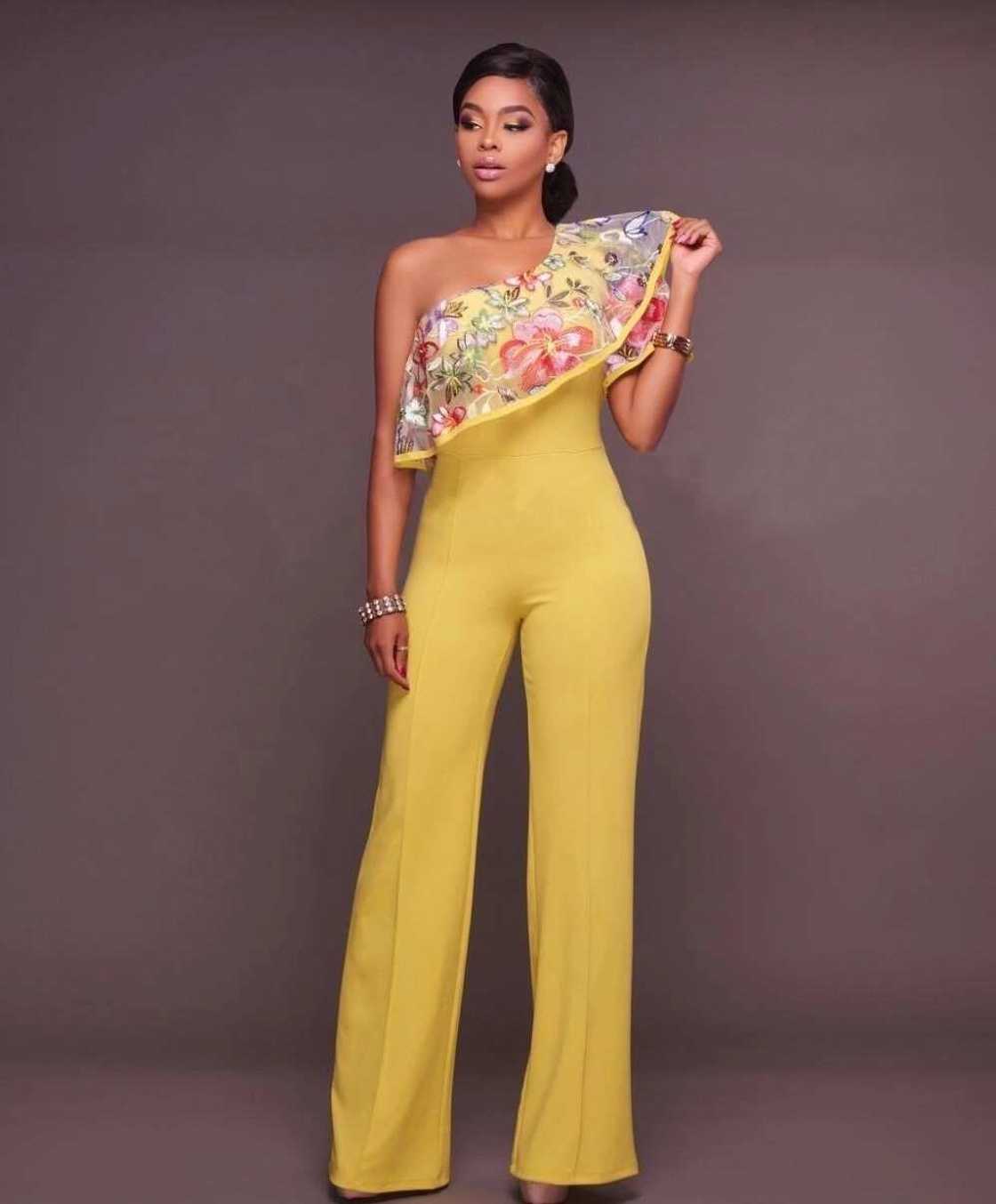 Yellow jumpsuit with decor Yellow jumpsuit with decor