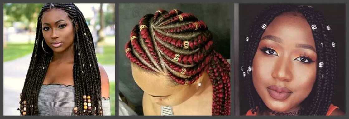 Nigerian braids for round face with decorations Nigerian braids for round face with decorations