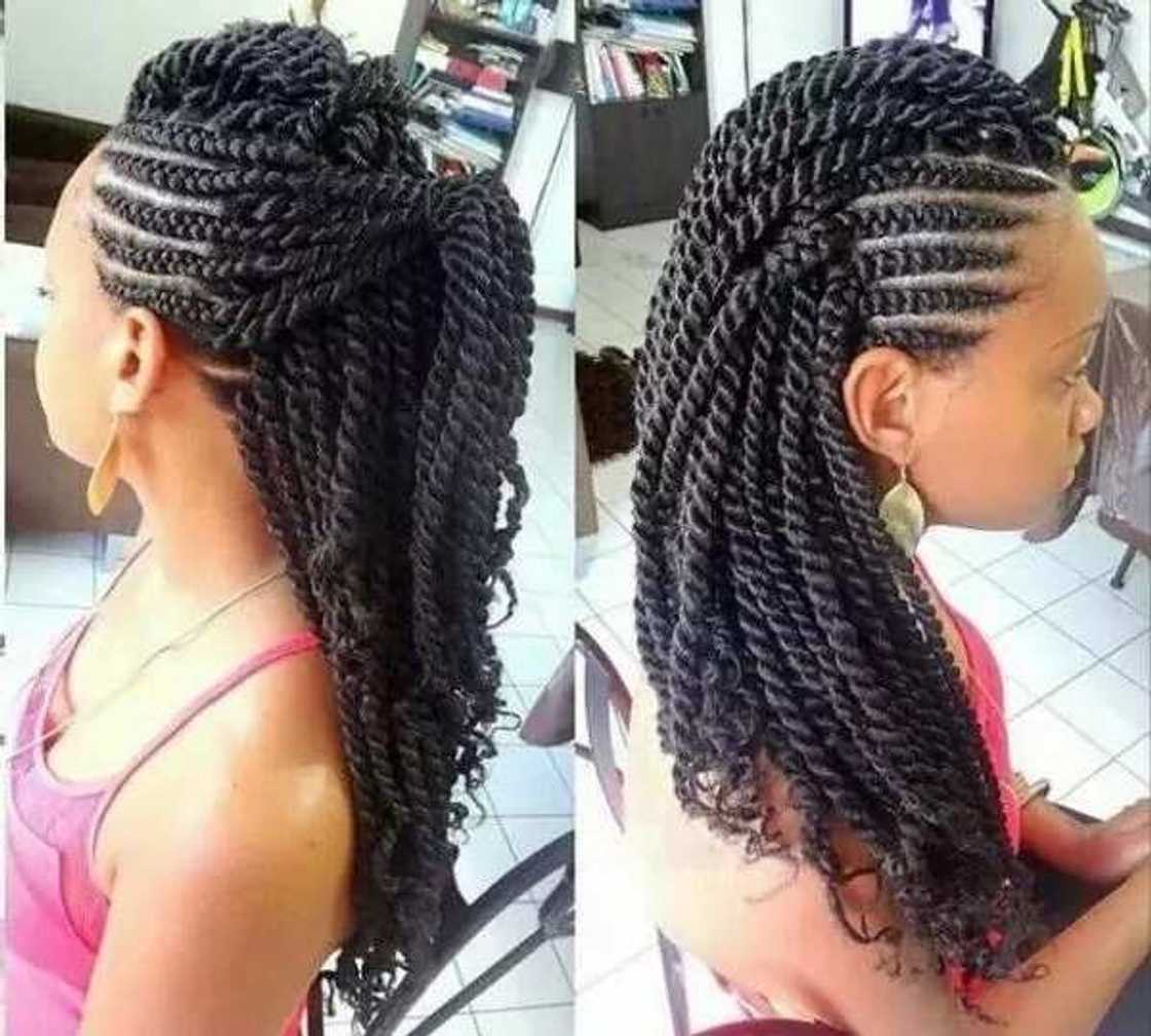 Kinky braids hairstyles with cornrow