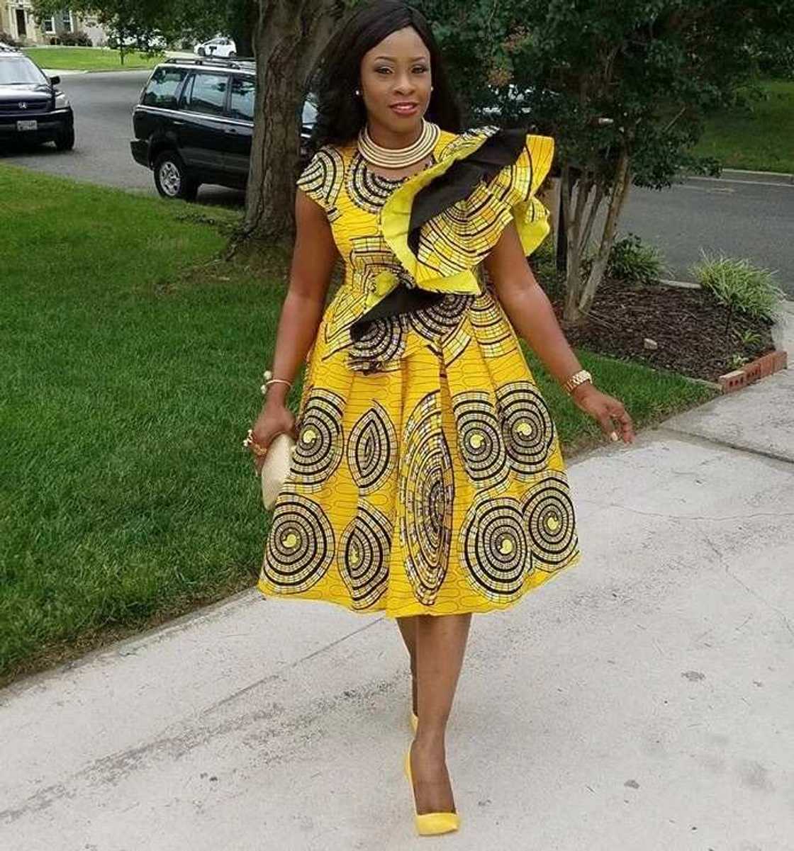 Ankara evening gown with frills Ankara evening gown with frills