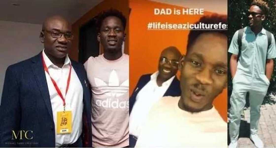 Mr Eazi with his father
Source: Snapchat, Mr eazi