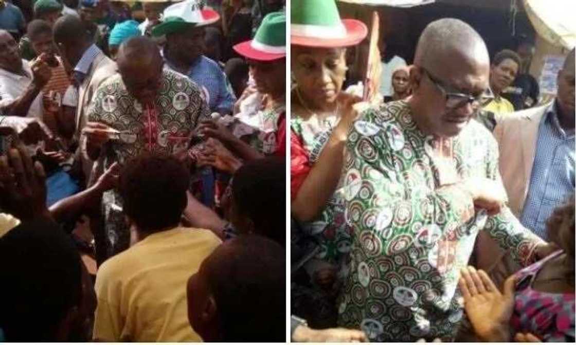 Former Governor Peter Obi pictured sharing money ahead of Anambra governorship election Former Governor Peter Obi pictured sharing money ahead of Anambra governorship election