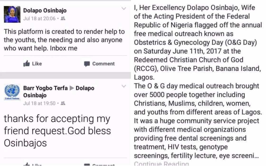 Scammer impersonates wife of the Acting President Osinbajo on Facebook, scams Nigerians Scammer impersonates wife of the Acting President Osinbajo on Facebook, scams Nigerians