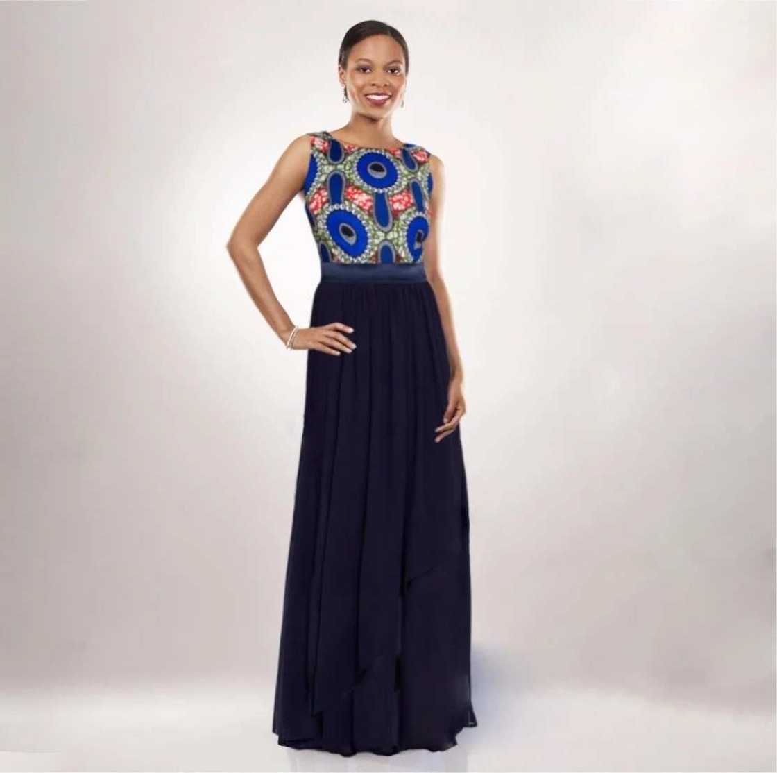 Ankara gown with chiffon