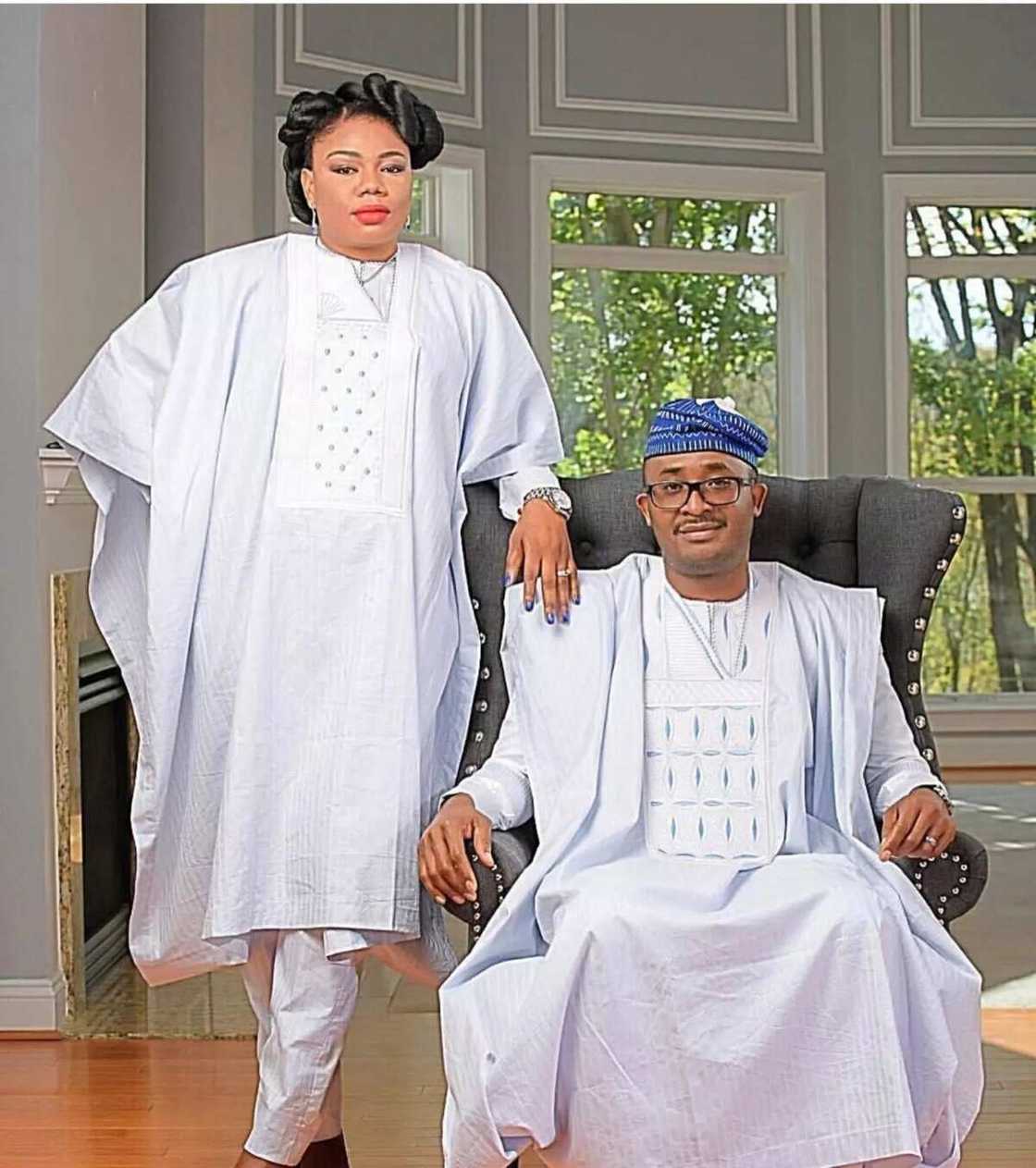 White agbada styles for couples White agbada styles for couples