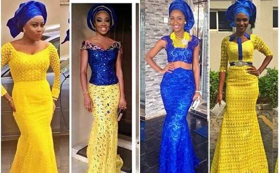 Yellow and blue Aso Ebi