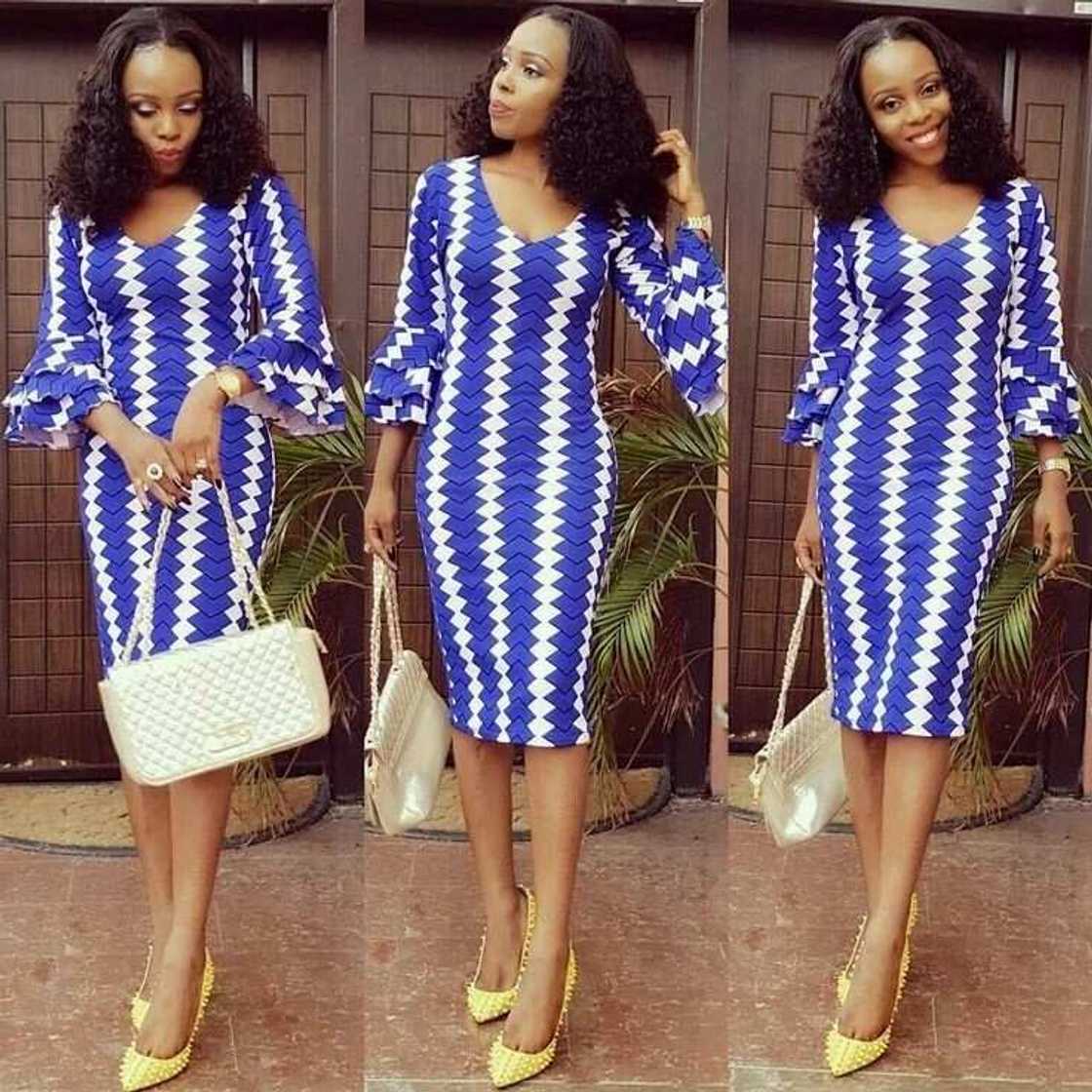 Ankara gown with V-shaped neckline Ankara gown with V-shaped neckline