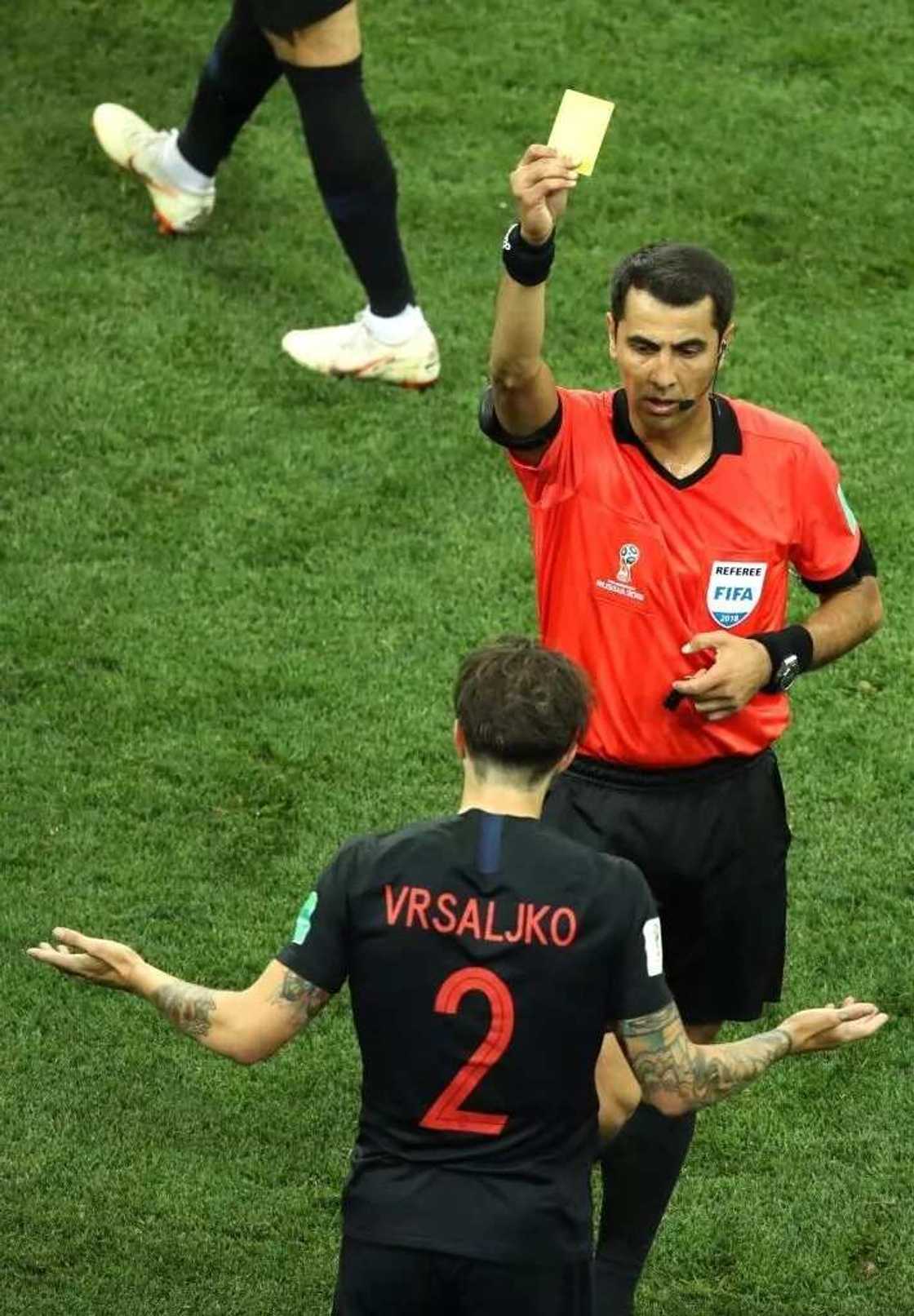 Croatia defender Sime Vrsaljko receives a yellow card for his troubles during their 3-0 win over Argentina Photo Credit: Getty Images. Croatia defender Sime Vrsaljko receives a yellow card for his troubles during their 3-0 win over Argentina Photo Credit: Getty Images.