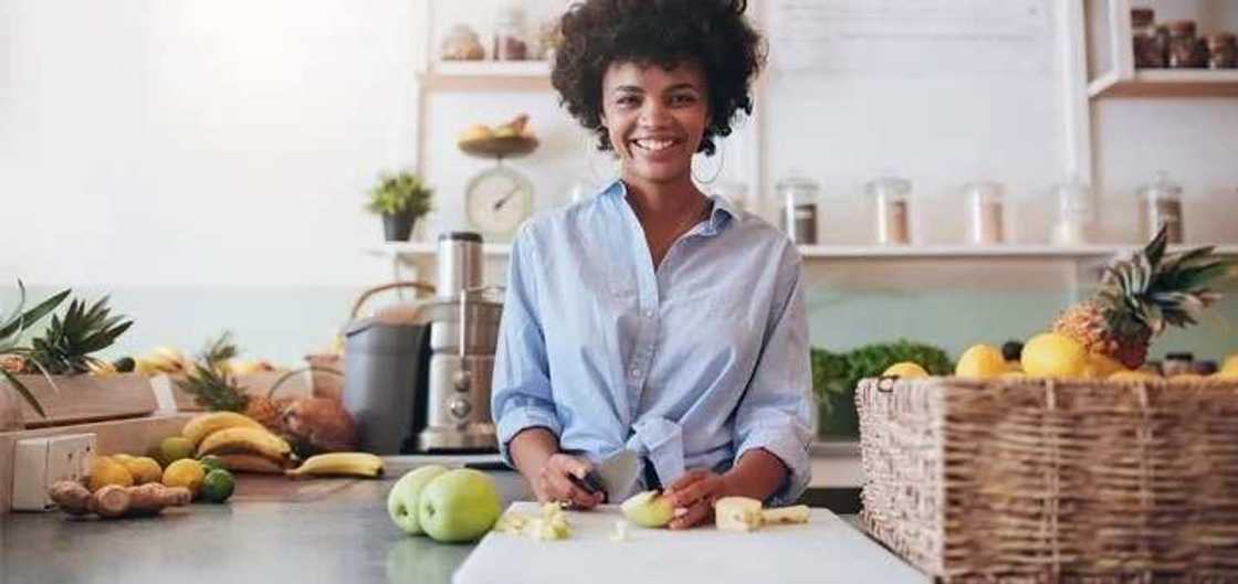 Black woman is cooking