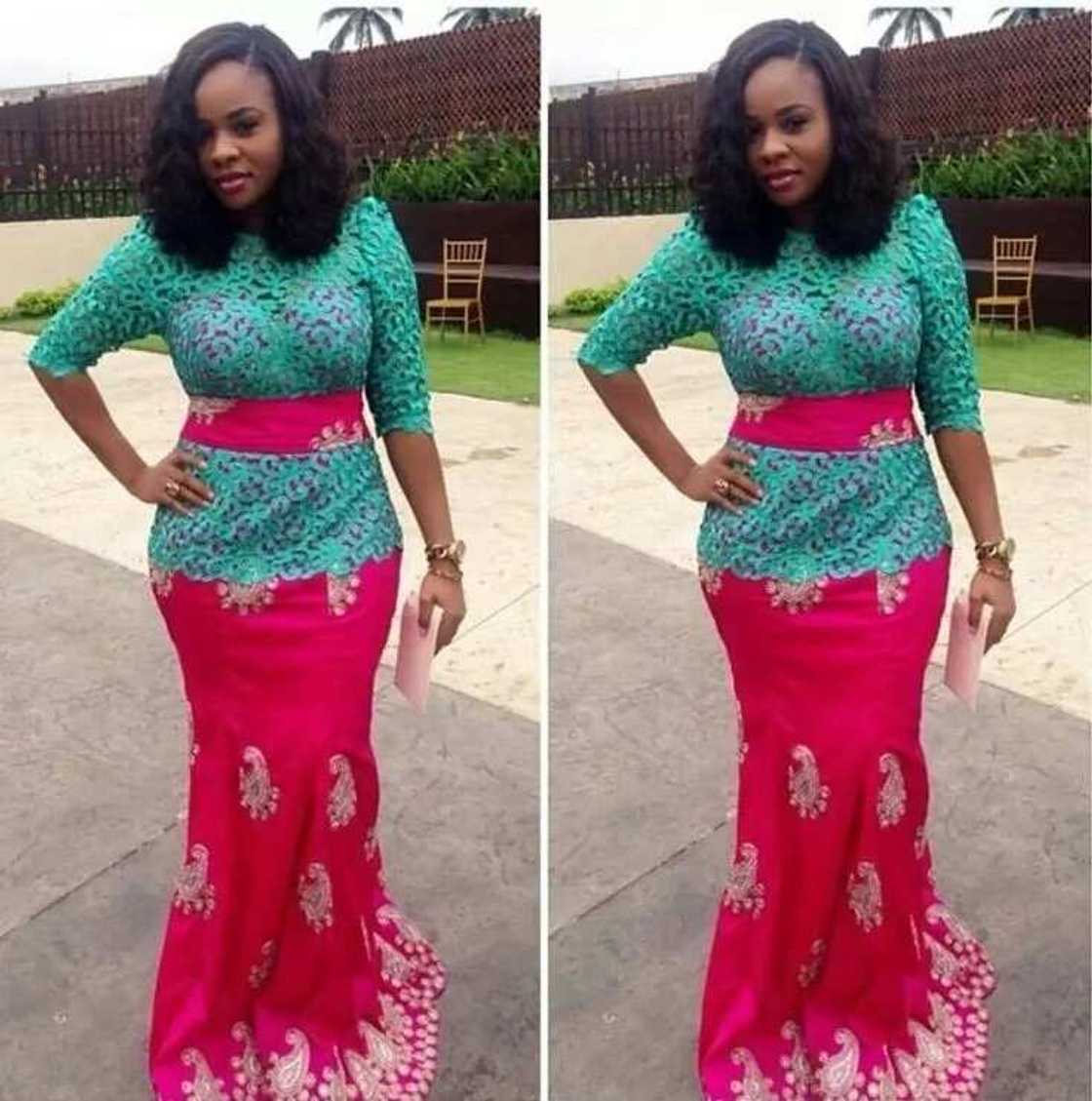 Nigerian lace blouse style with underdress Nigerian lace blouse style with underdress