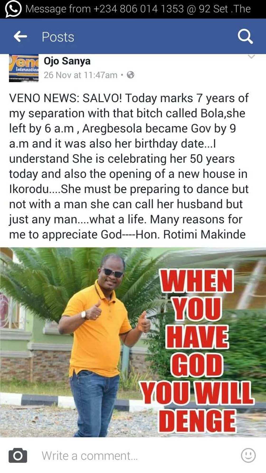 7 years after abandoning wife, Rotimi Makinde mocks her success as she turns 50 7 years after abandoning wife, Rotimi Makinde mocks her success as she turns 50