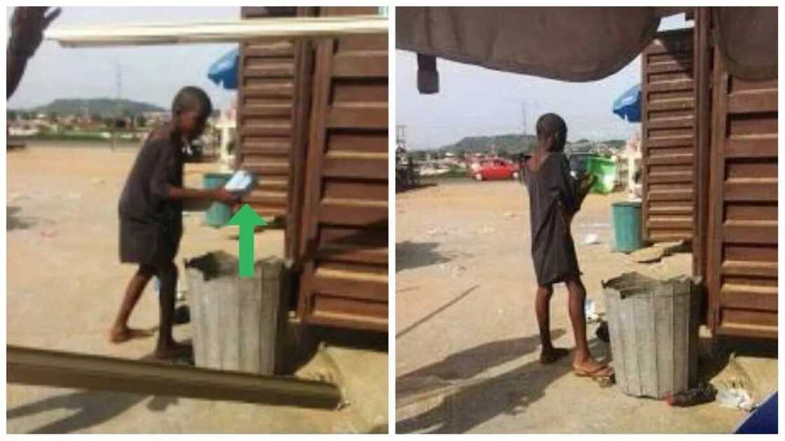 Young boy spotted scavenging for food from a refuse dump (photos) Young boy spotted scavenging for food from a refuse dump (photos)
