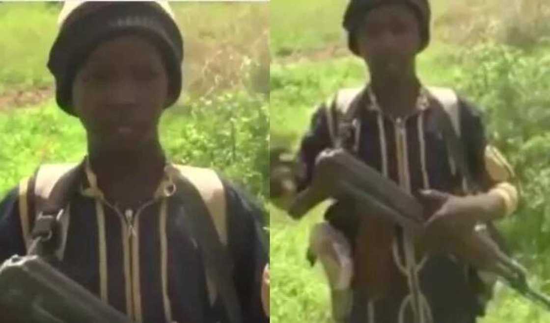 A child soldier in the Sambisa forest.