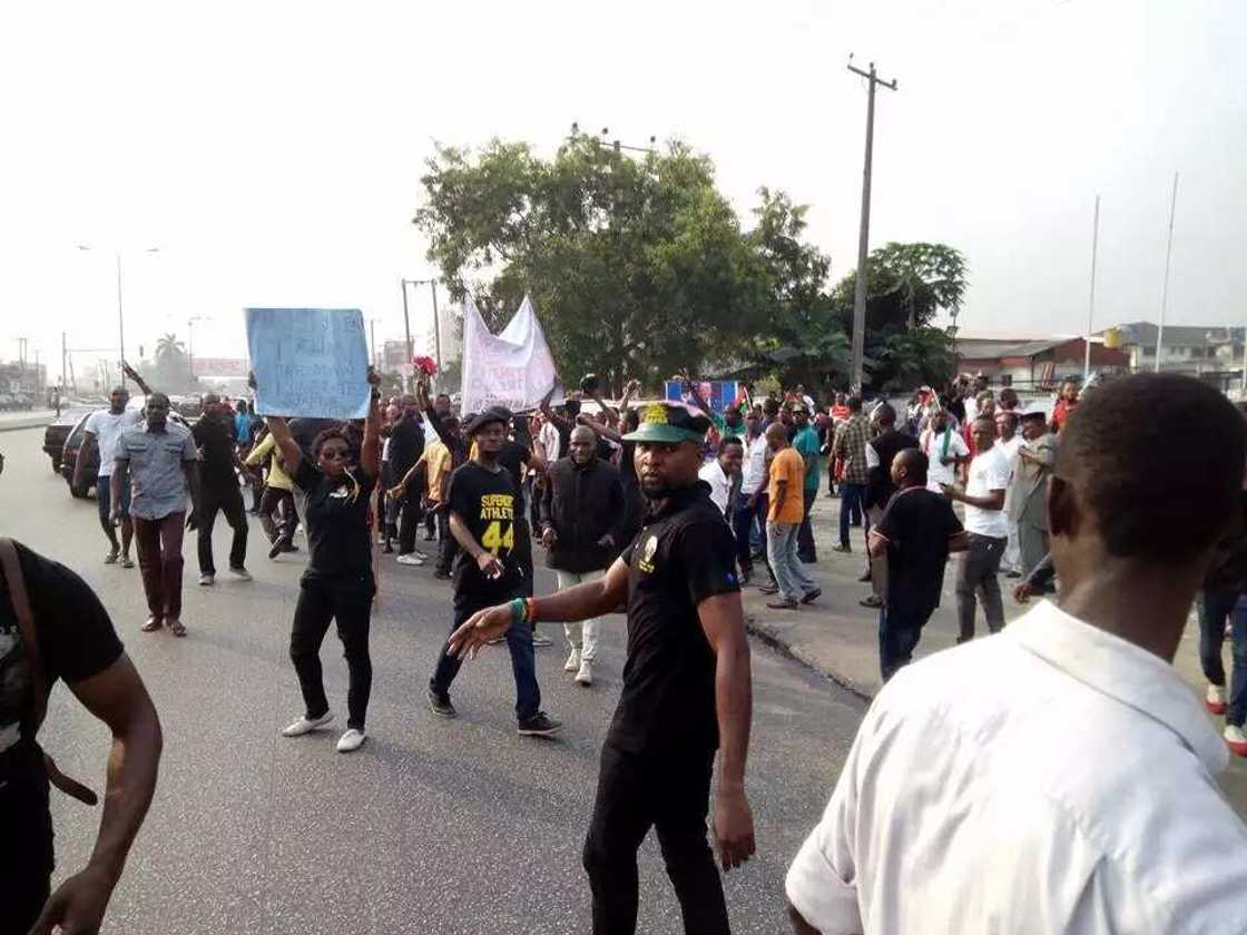 Biafra supporters hold solidarity march for Trump