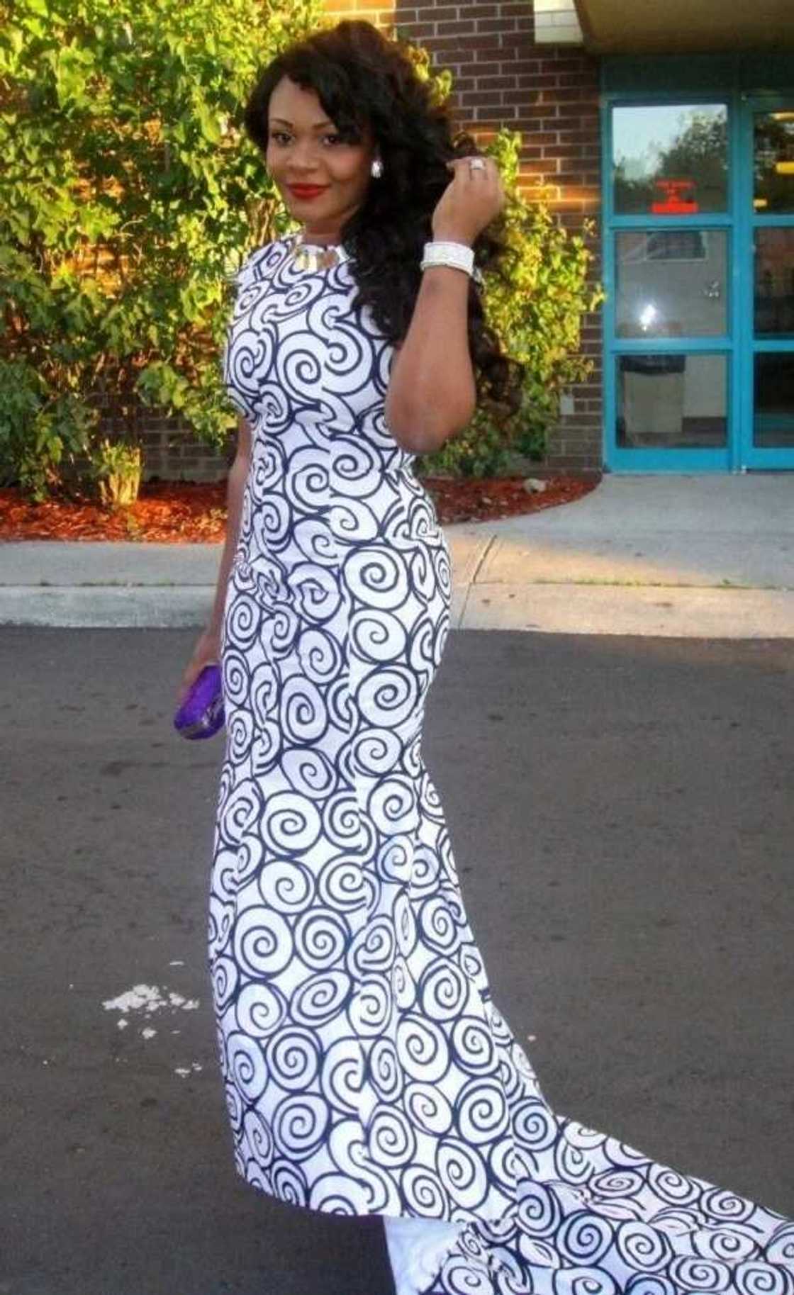 Black and white Ankara maxi gown