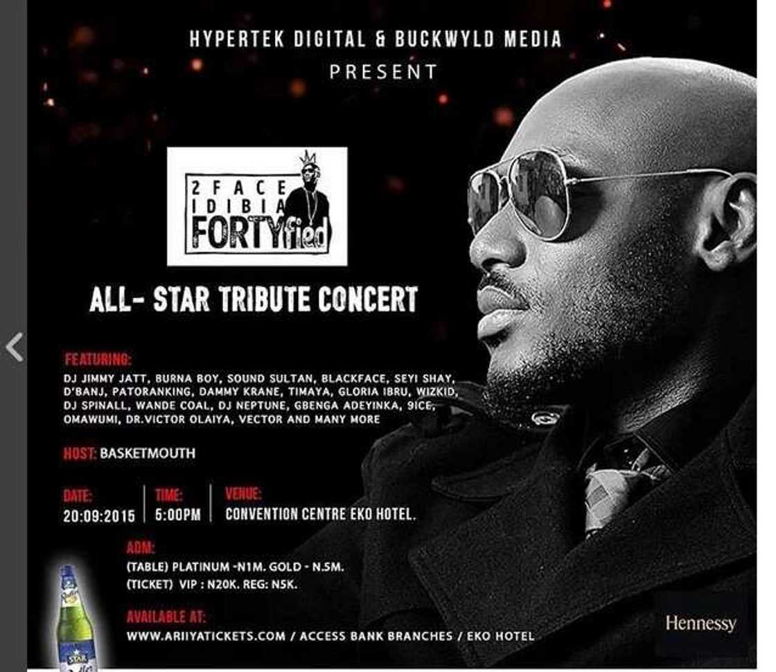 2Face Unveils List Of Artists Performing At His 40th Birthday