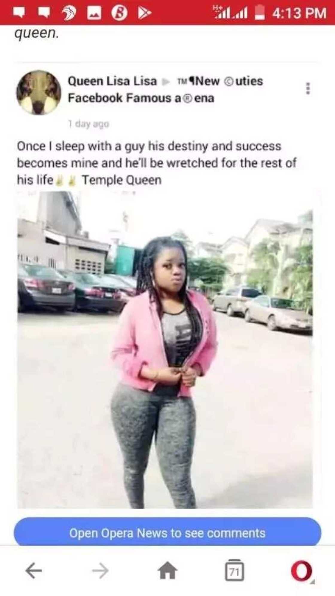 Nigerian lady reveals any man who sleeps with her will become wretched forever Nigerian lady reveals any man who sleeps with her will become wretched forever