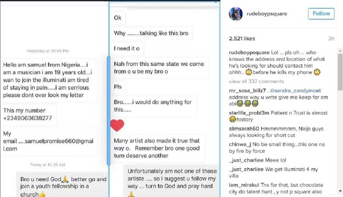 LOL! Read Paul Okoye’s advice to a fan who wants to join Illuminati