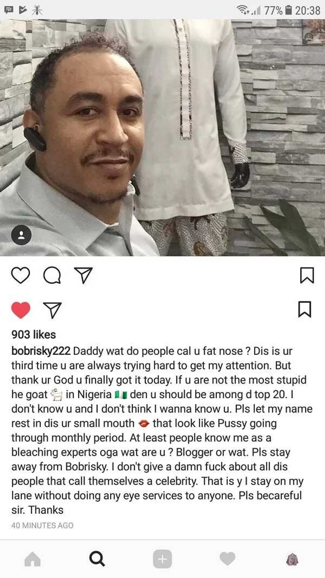 Bobrisky calls out Daddy Freeze Bobrisky calls out Daddy Freeze
