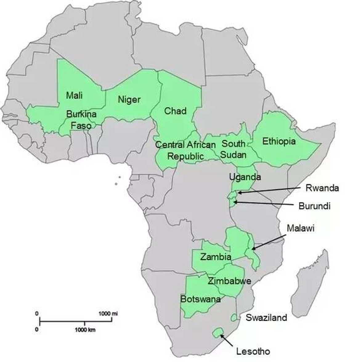 Landlocked countries in Africa Landlocked countries in Africa