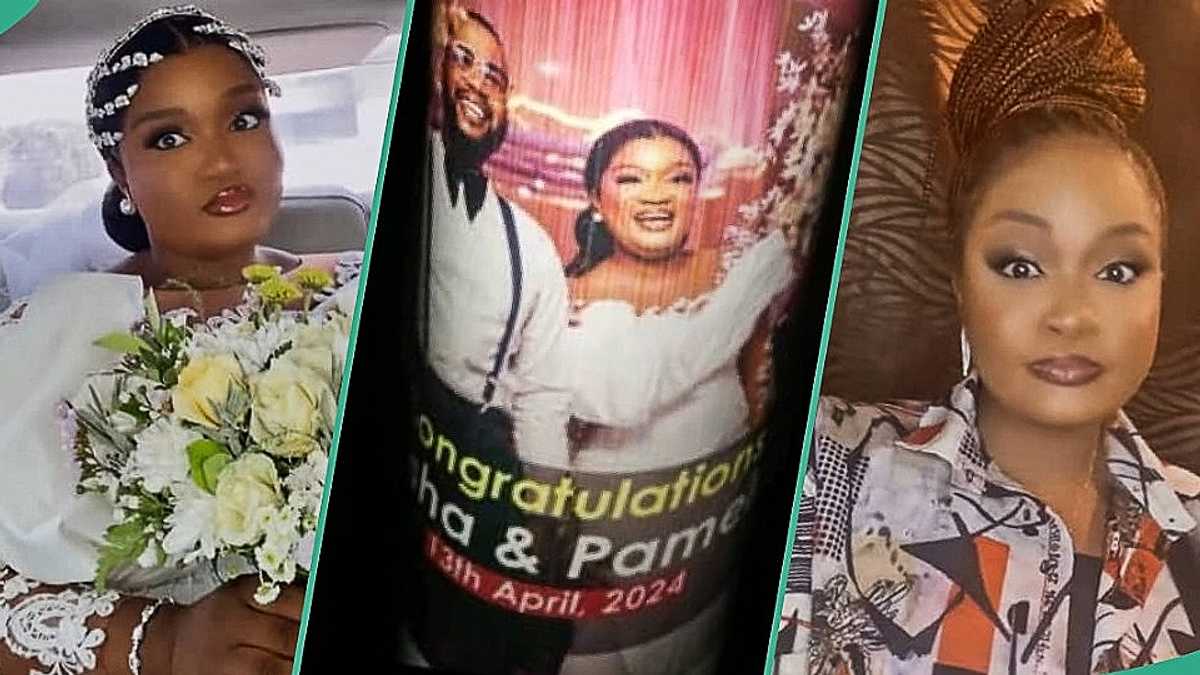 Watch video showing the customised water bottle a Nigerian mum made with her daughter's wedding photo