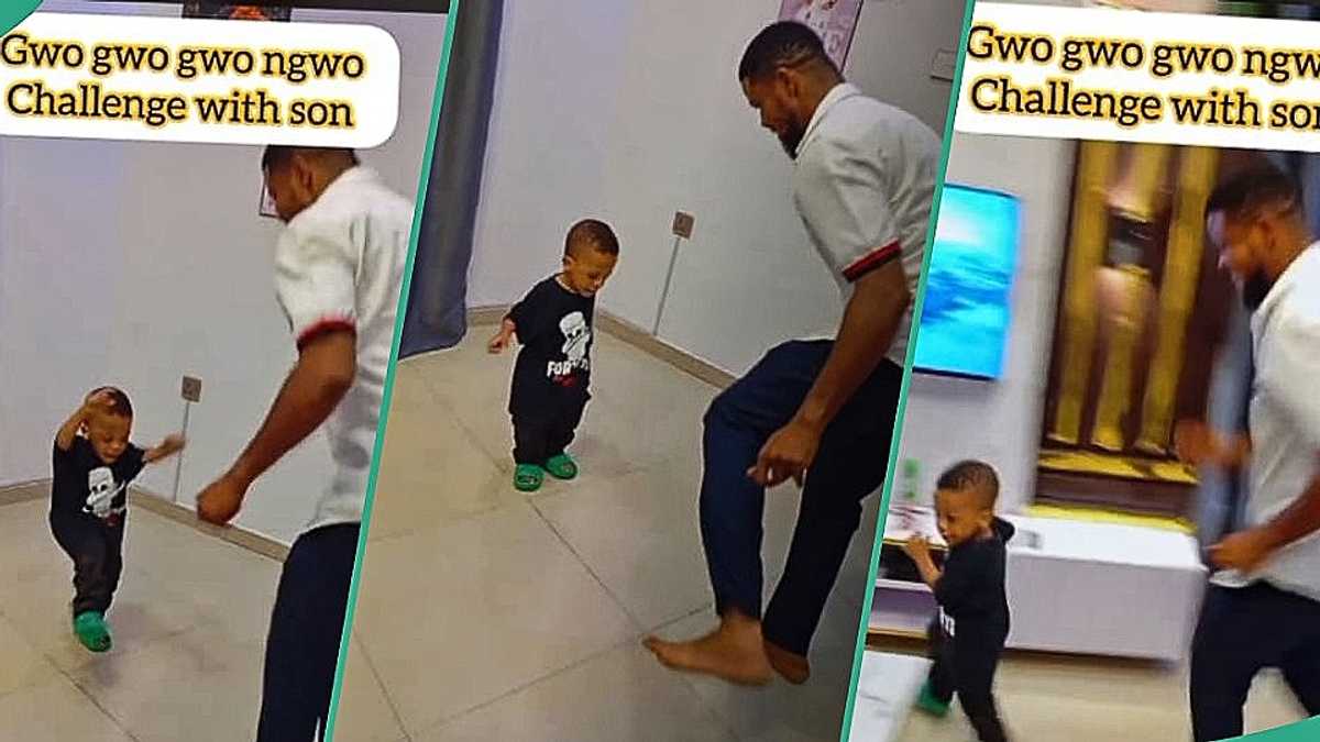 Watch hilarious video of father and son doing the trending Gwo Gwo Gwo Ngwo challenge