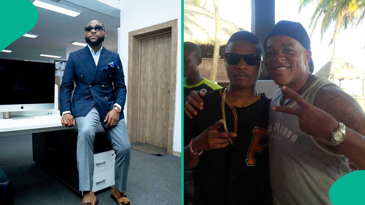 See what Davido was caught doing to the viral TBT picture of Wizkid and Farooq Oreagba