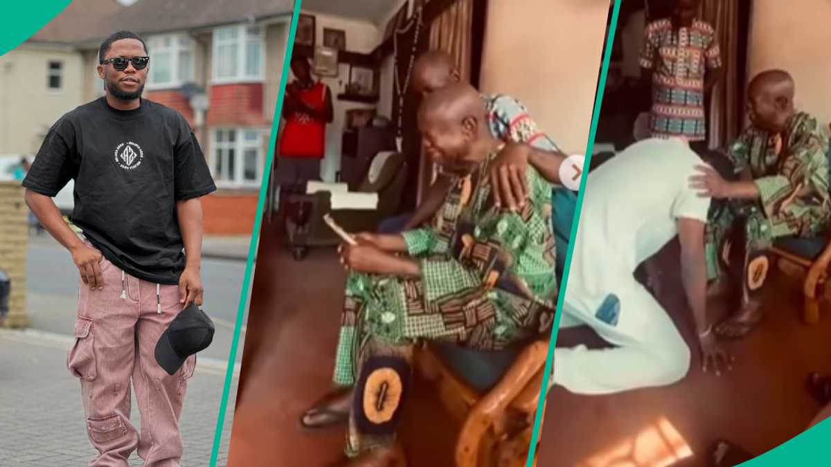 Video as people visit 94-yro Mike Ejeagba, the owner of song from Brainjotter's dance challenge