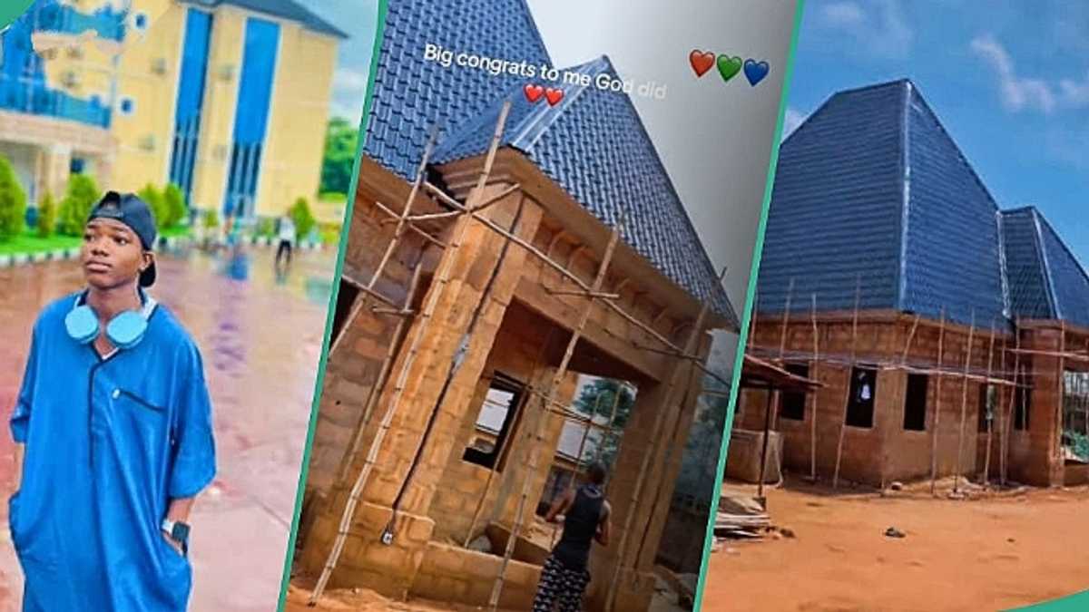 Watch video as young Nigerian boy shows off his house still under construction