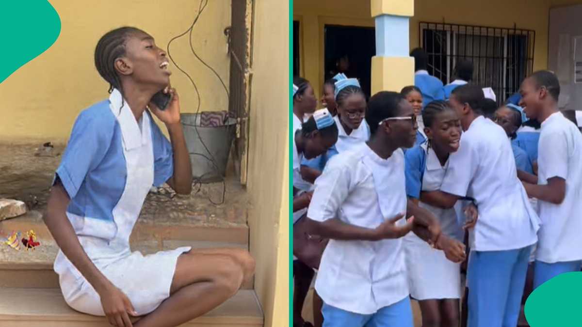 Young lady's emotional call to her father after finishing nu