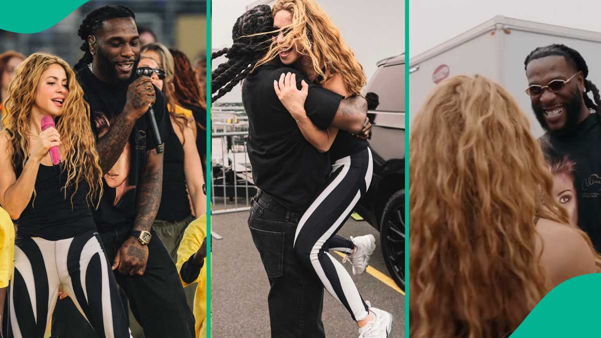 World Cup final halftime: Moment Burna Boy lifted Shakira as they reunited ahead of historic event