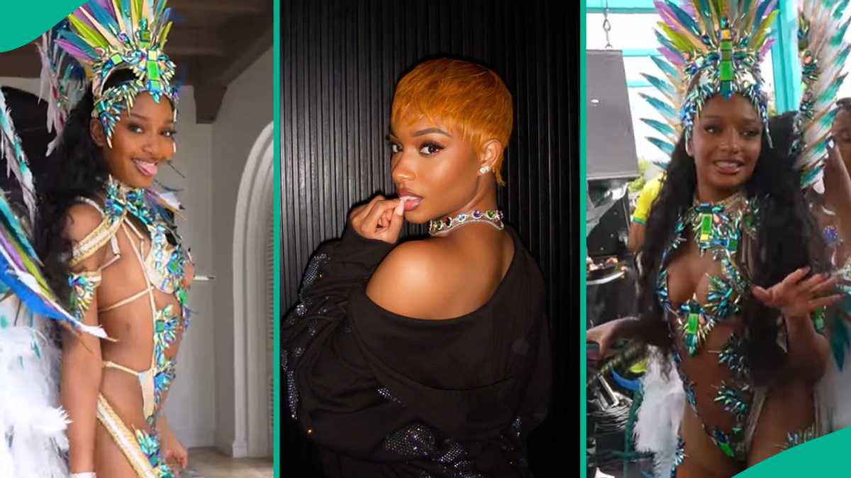 Ewooo my eyes o! Video of Ayra Starr's raunchy outfit for Crop Over carnival in Barbados leaks