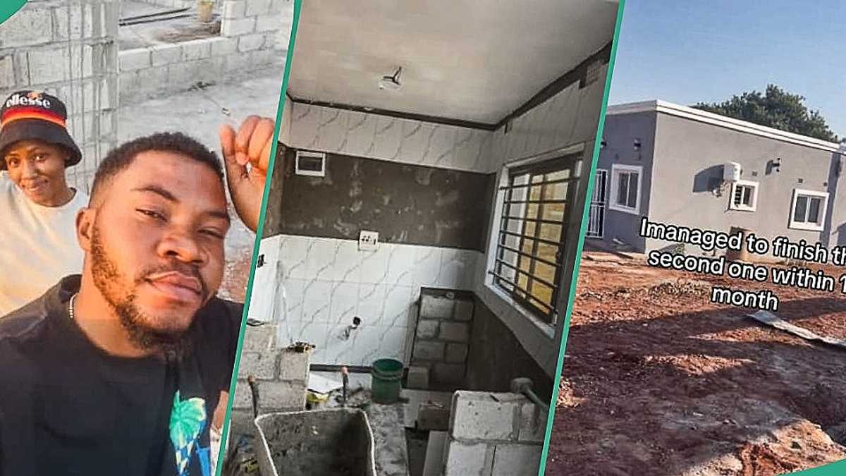 Watch video as man shows off 2-room house he completed under 6 months