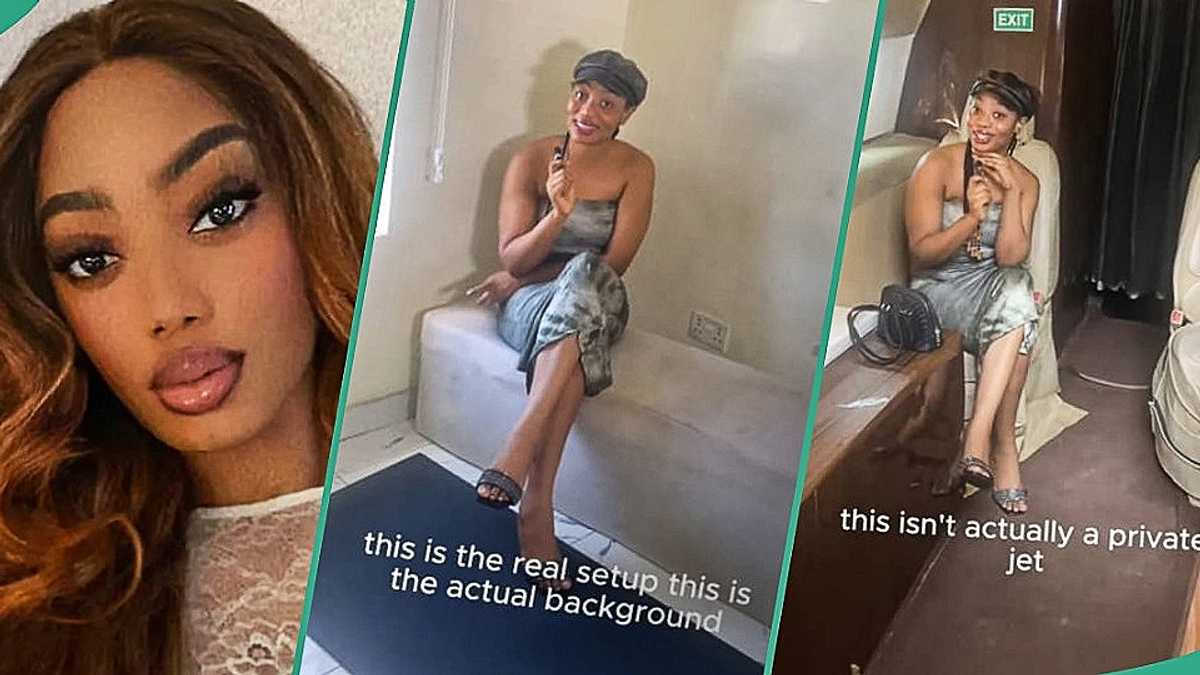 Watch video of Nigerian lady posing inside fake private jet generated with AI