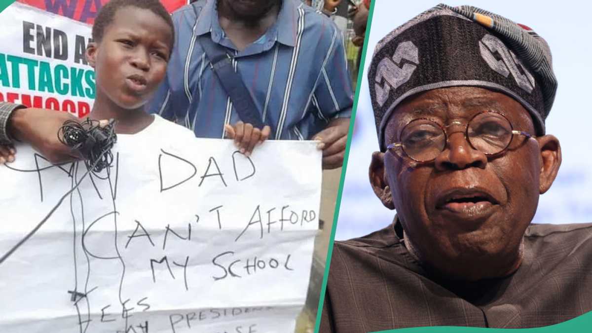 Viral video: Little protester begs Tinubu for assistance to pay school fees