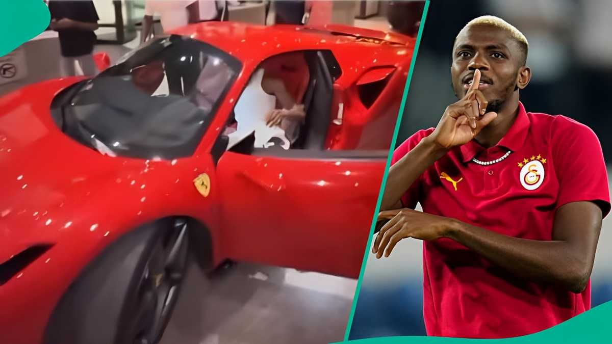 VIDEO: Victor Osimhen’s ₦800m Ferrari 296 GTB steals show as Super Eagles star arrives Nigeria