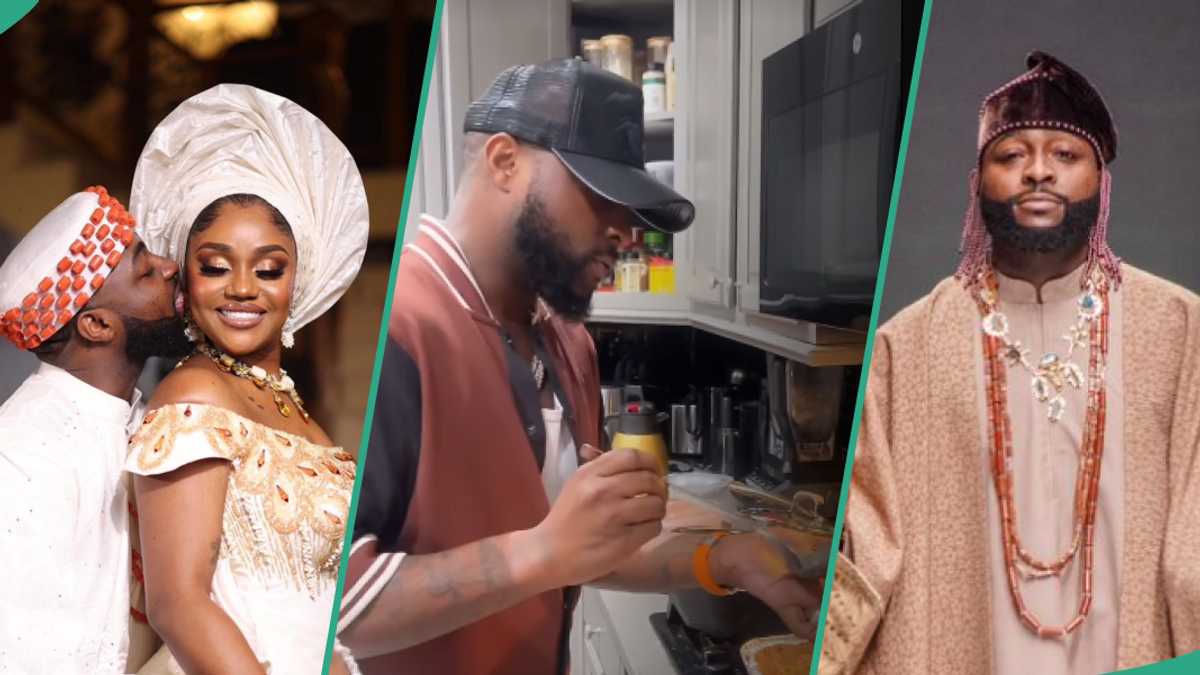 Video as Davido and wife Chioma prepare sumptuous delicacies for Thanksgiving, fans gush : “OBO is happy