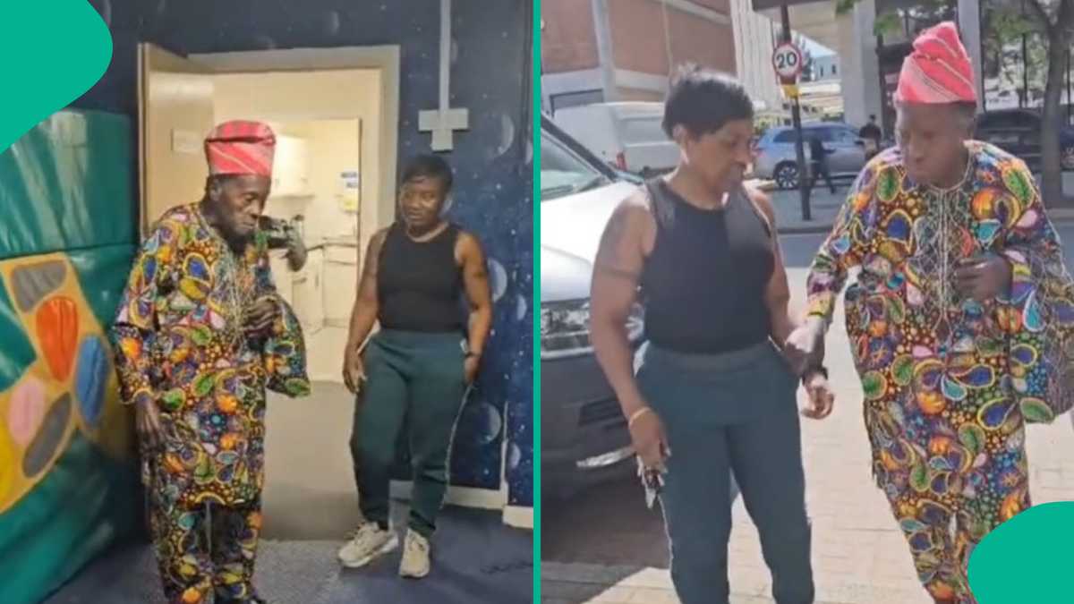 Emotional moment as Nigerian woman brings 94-year-old father to meet her office team