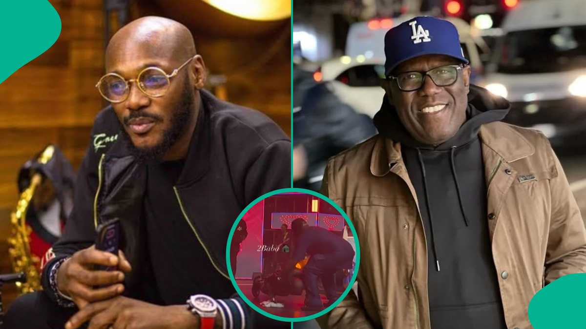 Moment 2Baba prostrated to his former label boss Kenny Ogungbe of Kennis music on stage warms hearts
