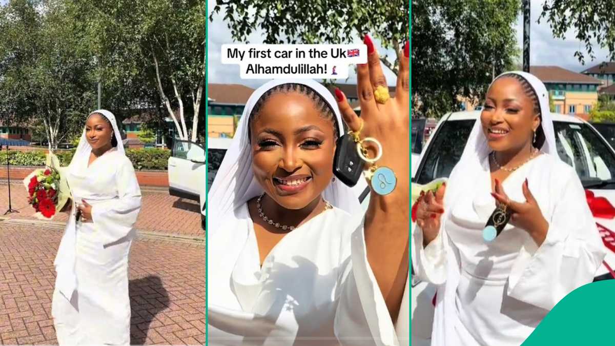 WATCH: Young Nigerian lady celebrates first car purchase in UK, see details