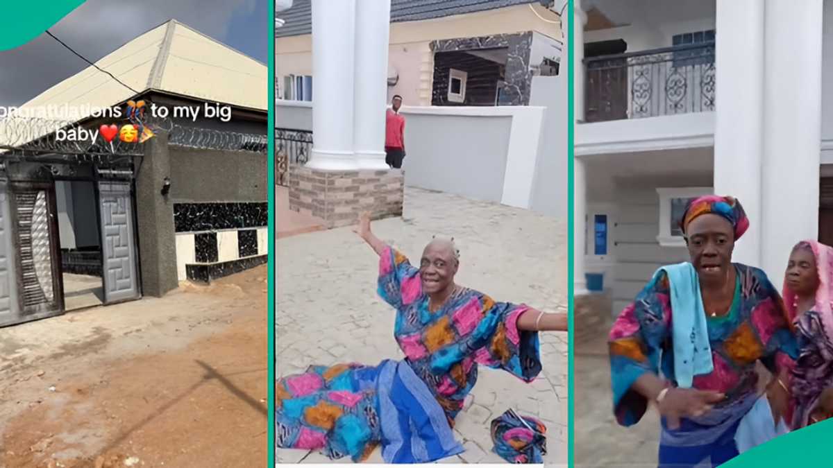 Wow! Emotional moment as Nigerian grandmother reacts to grandson's surprise new house