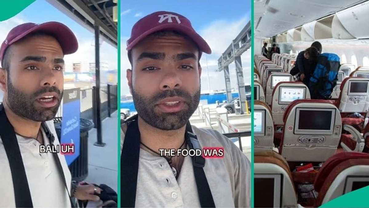 Watch trending video as man shares observation about food he was served during 30-hour flight
