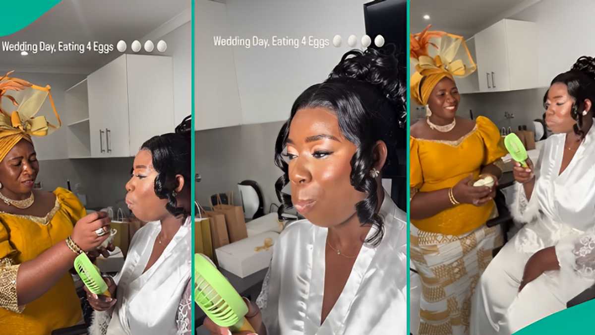 Watch how bride ate 4 eggs on her wedding day before the ceremony.