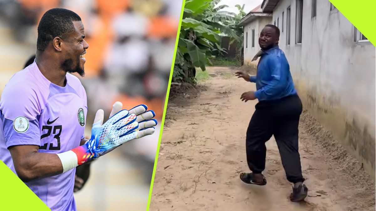 Super Eagles goalkeeper reacts to comedian Sabinus' latest skit video