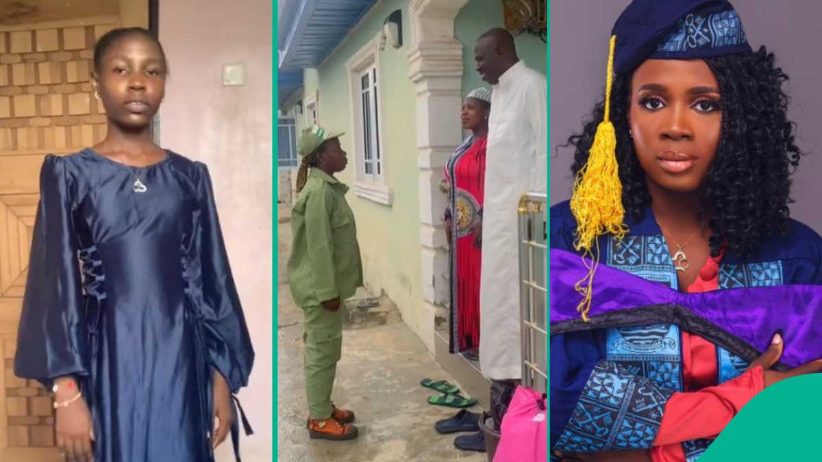 Nigerian lady's heartwarming NYSC homecoming emotional salute to parents caught on video